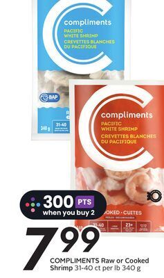 Sobeys Compliments raw or cooked shrimp offer