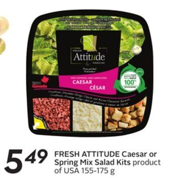 Sobeys Fresh attitude caesar or spring mix salad kits offer