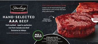 Sobeys Sterling silver fresh boneless top sirloin grilling medallions offer