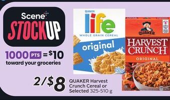 Sobeys Quaker harvest crunch cereal or selected offer