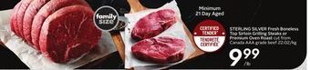Sobeys Sterling silver fresh boneless top sirloin grilling steaks or premium oven roast offer