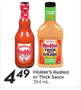 Sobeys Frank's redhot or thick sauce offer
