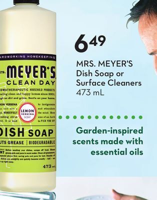Sobeys Mrs. meyer's dish soap or surface cleaners offer