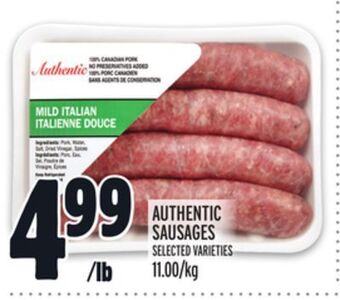 Metro Authentic sausages offer
