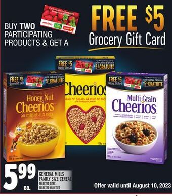 Metro General mills family size cereal offer