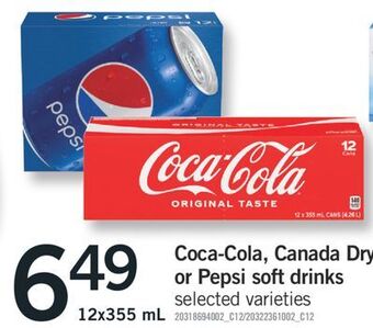 Fortinos Coca-cola, canada dry or pepsi soft drinks offer
