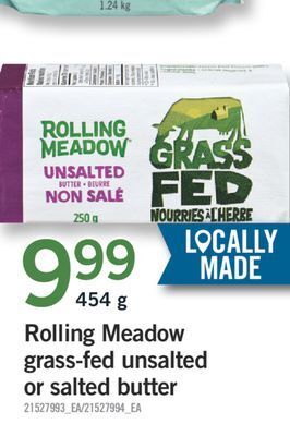 Fortinos Rolling meadow grass-fed unsalted or salted butter, 454 g offer