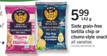 Fortinos Siete grain-free tortilla chip or churro-style snack, 142 g offer
