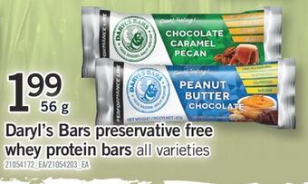 Fortinos Daryl's bars preservative free whey protein bars, 56 g offer