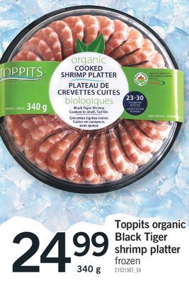 Fortinos Toppits organic black tiger shrimp platter, 340 g offer