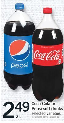Fortinos Coca-cola or pepsi soft drinks, 2 l offer