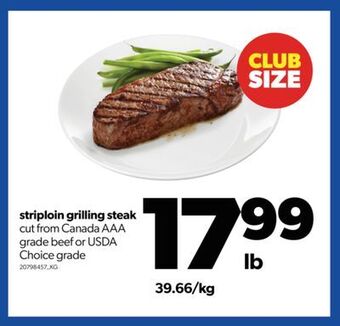 Real Canadian Superstore Striploin grilling steak offer