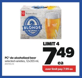 Real Canadian Superstore Pc® de-alcoholized beer, 12x355 ml offer