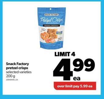 Real Canadian Superstore Snack factory pretzel crisps, 200 g offer