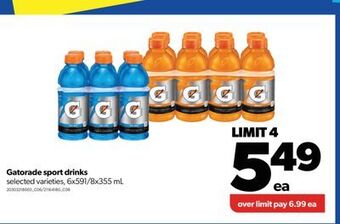 Real Canadian Superstore Gatorade sport drinks, 6x591/8x355 ml offer