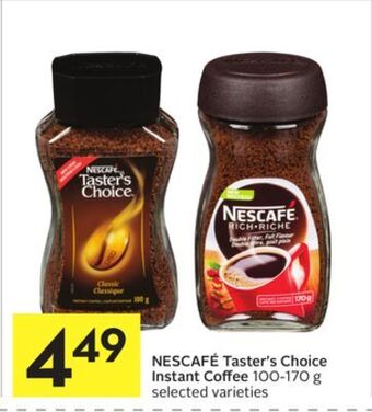 Foodland Nescafé taster's choice instant coffee 100-170 g selected varieties offer