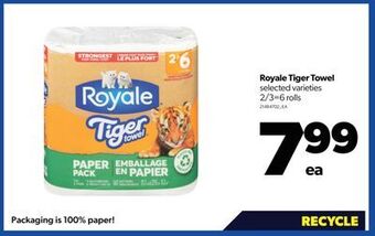 Real Canadian Superstore Royale tiger towel, 2/3=6 rolls offer