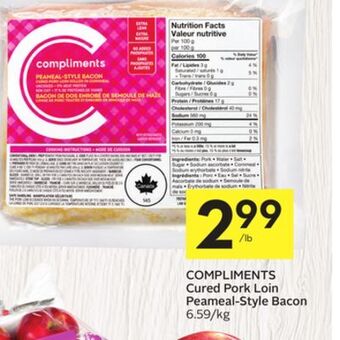 Foodland Compliments cured pork loin peameal-style bacon offer