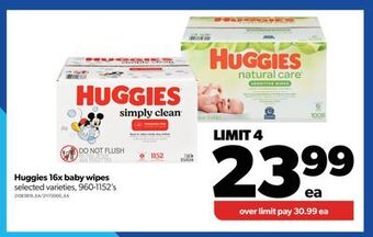 Real Canadian Superstore Huggies 16x baby wipes, 960-1152's offer