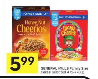Foodland General mills family size cereal selected 475-778 g offer