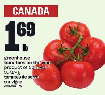 Independent Grocer Greenhouse tomatoes on the vine offer
