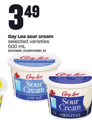 Loblaws Gay lea sour cream, 500 ml offer