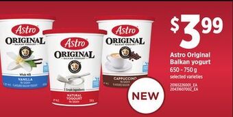 Loblaws Astro original balkan yogurt 650 - 750 g offer