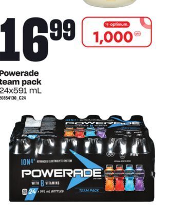 Loblaws Powerade team pack, 24x591 ml offer