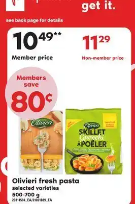 Loblaws Olivieri fresh pasta, 500-700 g offer