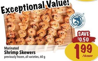 Farm Boy Marinated shrimp skewers offer