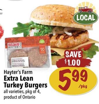 Farm Boy Hayter's farm extra lean turkey burgers offer