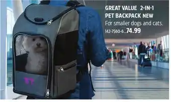 Canadian Tire Trustypup 2-in-1 pet backpack offer