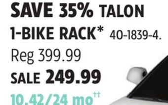 Canadian Tire Seasucker talon 1-bike rack* offer