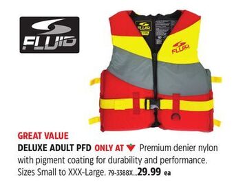 Canadian Tire Fluid deluxe adult pfd offer