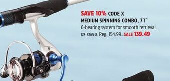 Canadian Tire 13 fishing code x medium spinning combo, 7'1 offer