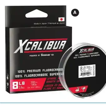 Canadian Tire Xcalibur fluorocarbon 200-yard fishing line, clear offer