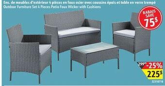 Sushi Shop Outdoor furniture set 4 pieces patio faux wicker with cushions offer