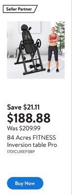 Walmart 84 acres fitness inversion table pro offer