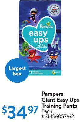 Walmart Pampers giant easy ups training pants offer