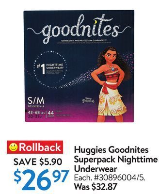 Walmart Huggies goodnites superpack nighttime underwear offer