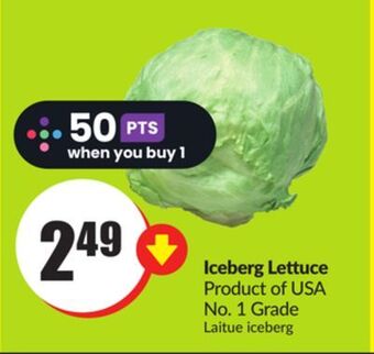 Chalo FreshCo Iceberg lettuce product of usa no. 1 grade offer