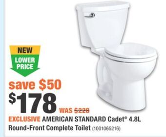 Home Depot American standard cadet® 4.8l round-front complete toilet offer