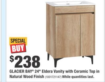 Home Depot Glacier bay® 24 eldera vanity with ceramic top in natural wood finish offer