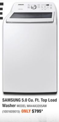 Home Depot Samsung 5.0 cu. ft. top load washer offer