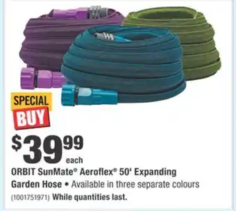 Home Depot Orbit sunmate® aeroflex® 50' expanding garden hose offer