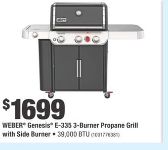 Home Depot Weber® genesis® e-335 3-burner propane grill with side burner offer