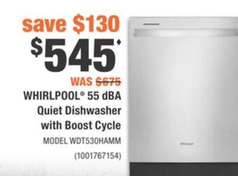 Home Depot Whirlpool® 55 dba quiet dishwasher with boost cycle offer