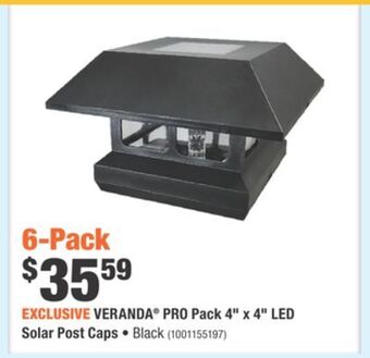 Home Depot Veranda® pro pack 4 x 4 led solar post caps offer