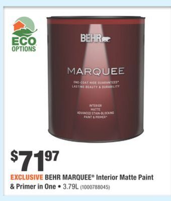 Home Depot Behr marquee® interior matte paint & primer in one offer