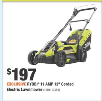 Home Depot Ryobi® 11 amp 13 corded electric lawnmower offer